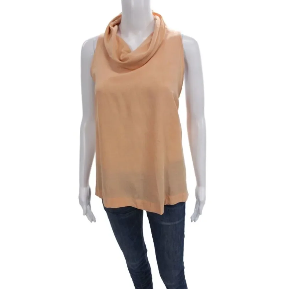 Free People Womens Boho Basic Orange Cowl Neck Sleeveless Tank Rayon Size L